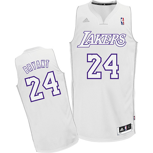 Mens Adidas Los Angeles Lakers 24 Kobe Bryant Swingman White Big Color Fashion NBA Jersey